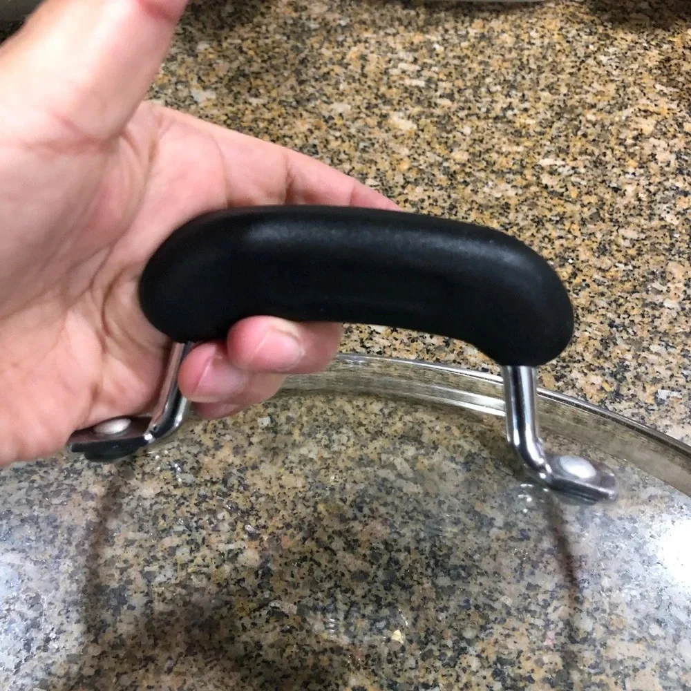VTG REPLACEMENT LID GLASS STAINLESS STEEL BLACK HANDLE 9.5